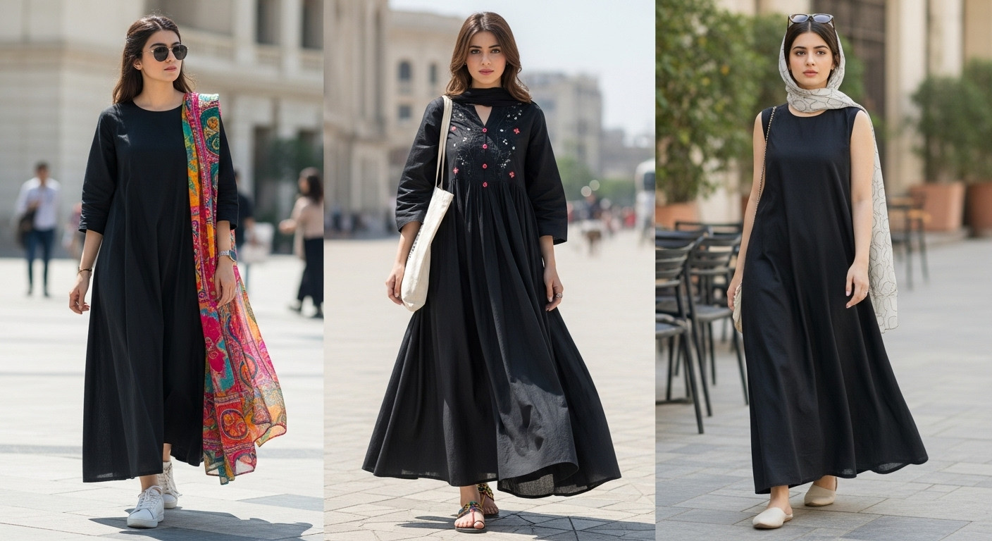 The Cotton Casual Black Maxi Dress is perfect for Pakistani women — whether you're a student, professional, or fashion lover.